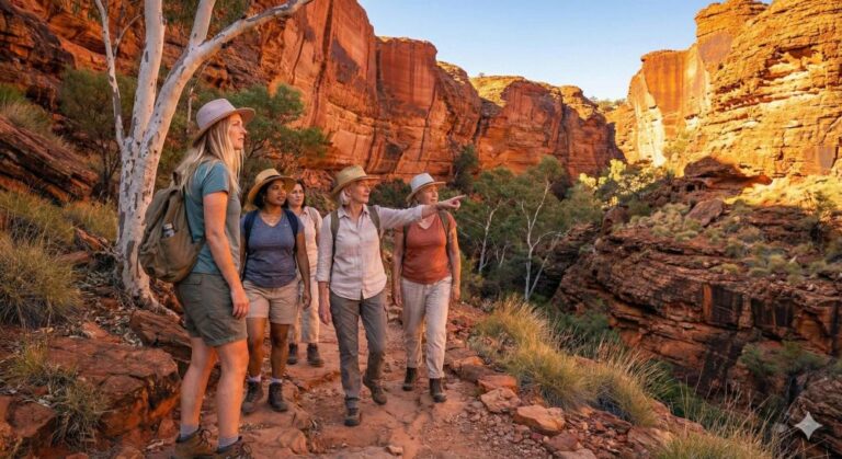 Women hiking in a canyon