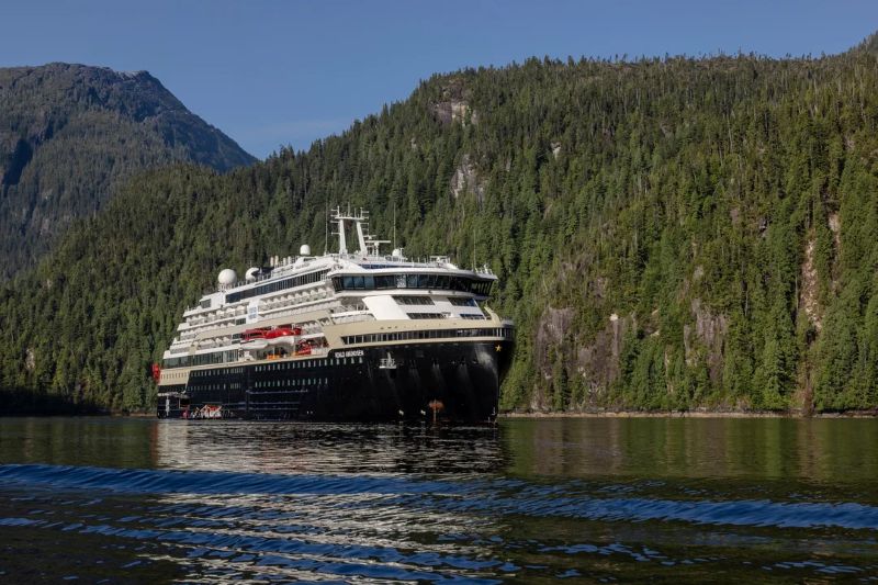 An expedition cruise ship