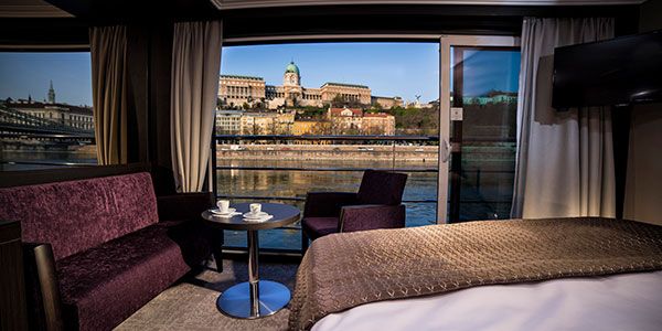 Interior of a luxury suite on a river cruise boat
