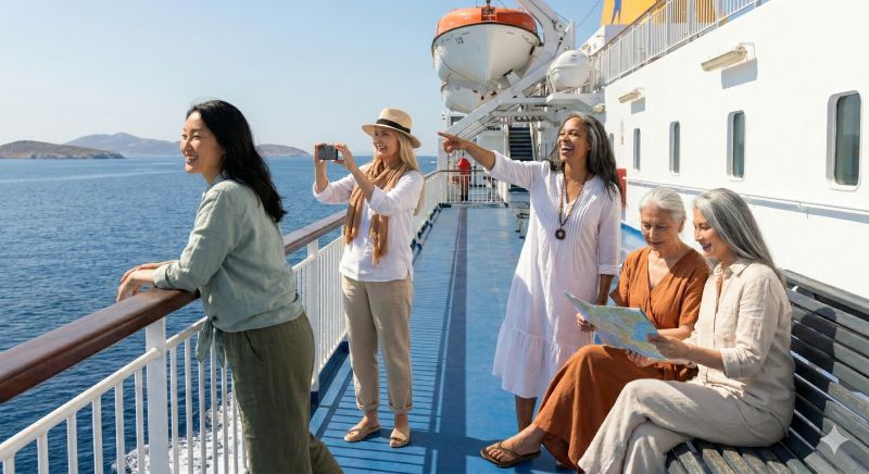 Ladies on the ferry from Athens to Paros