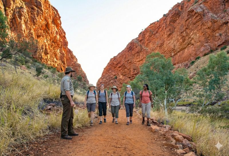 Five ladies hiking through simpsons gap