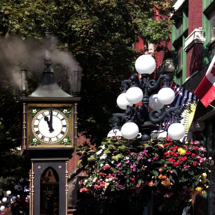 An old clock in a town square