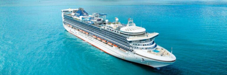 A cruise liner on a blue ocean