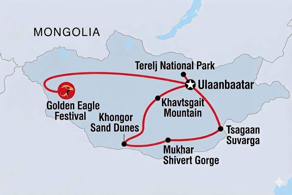 A tour map of Mongolia