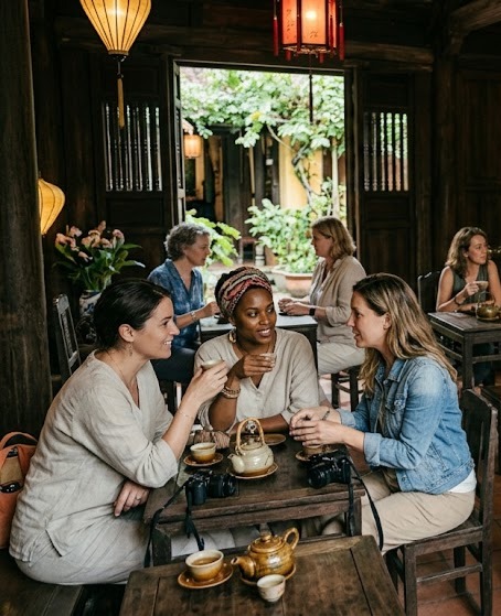 Women in a tea house in Vietnam