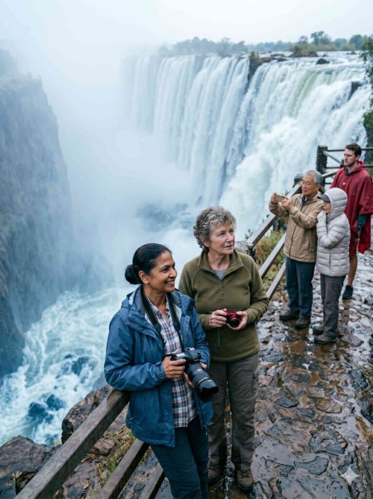 Women travellers at Victoria Falls