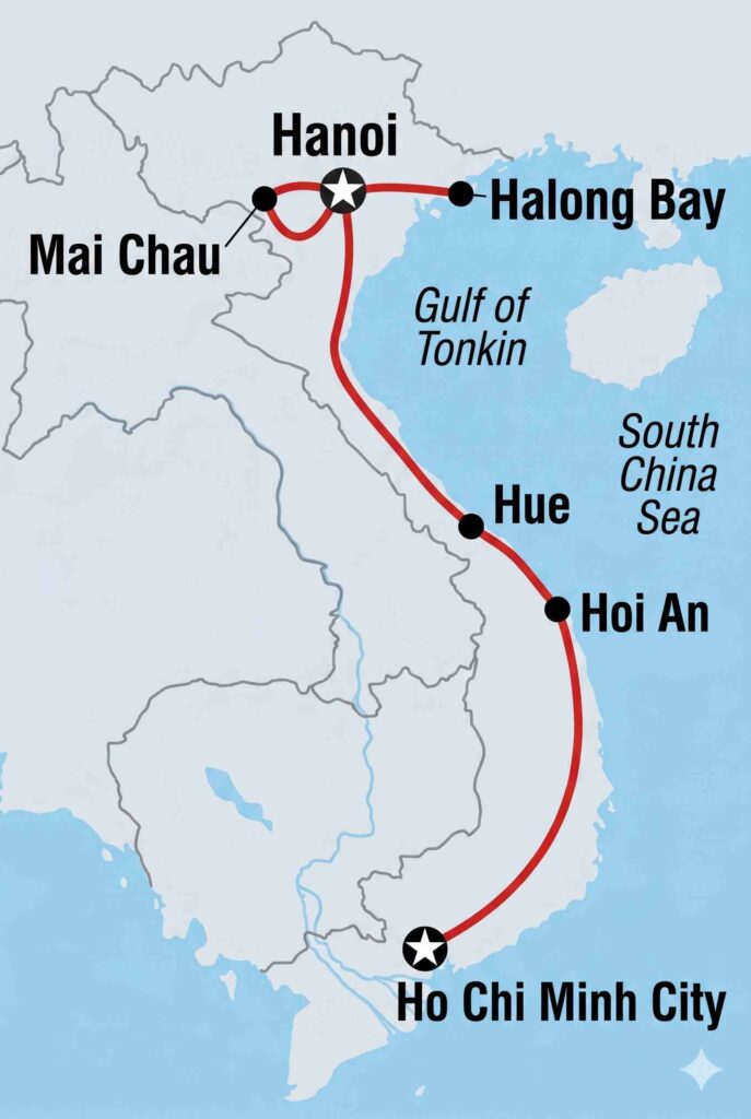 A map of the trip through Vietnam