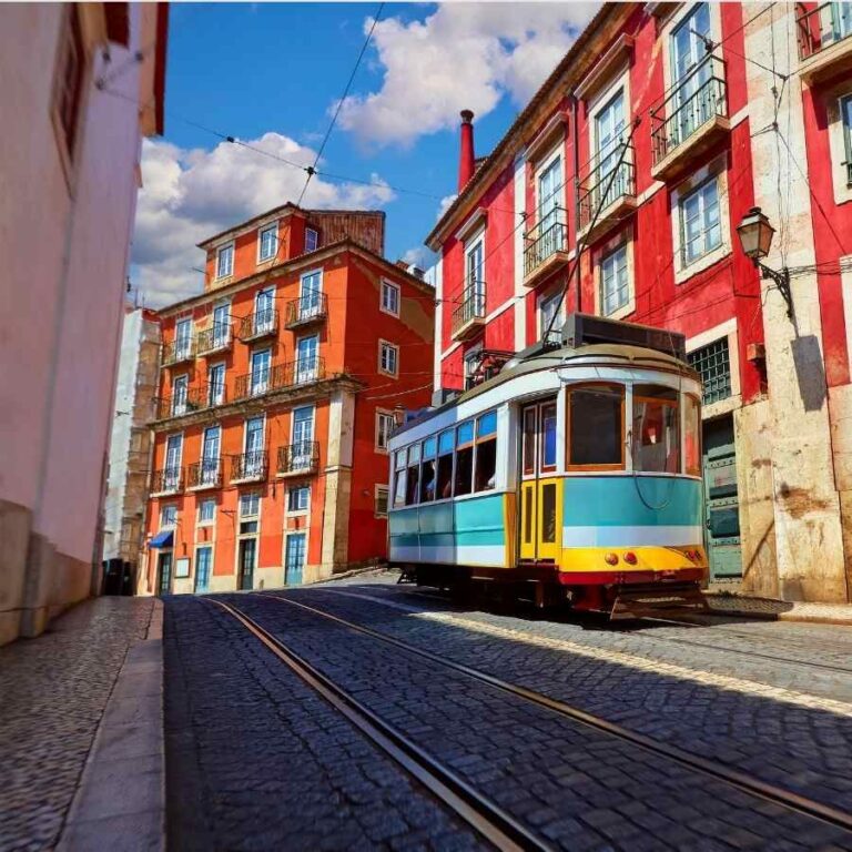 Vintage Red Tram Lisbon